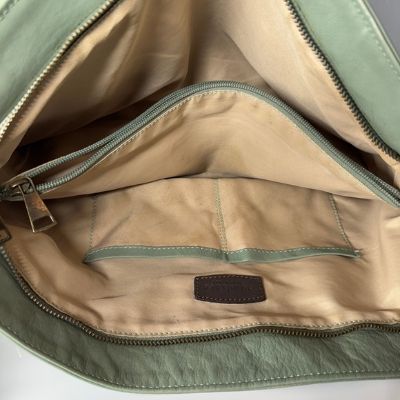 Sundance Made in Italy Leather Shoulder Bag Sage Green Hobo Style - Picture 14 of 16